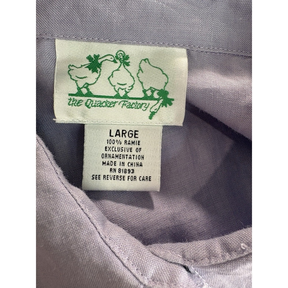 Quacker Factory Lavender Lilac Embroidered Button-Up Shirt Size Large - Picture 5 of 8